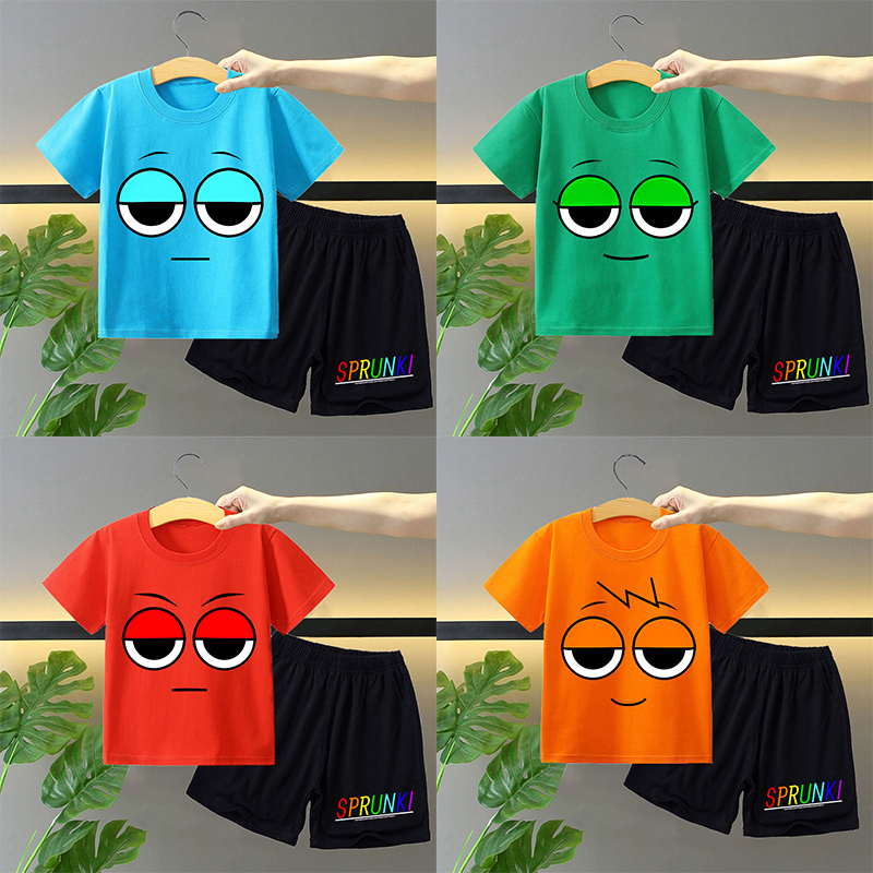 Summer Clothing For Kids Girls - Sprunki 2pcs T-shirt and Shorts Set