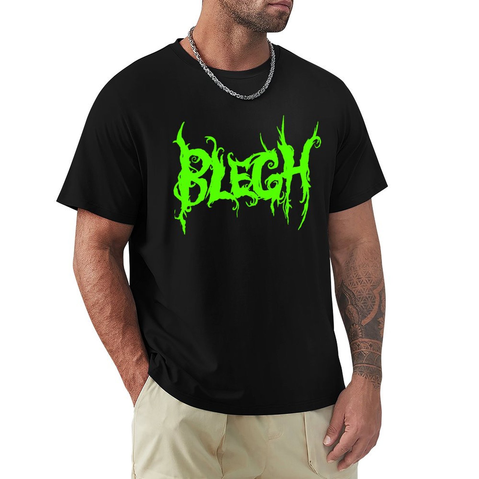 Neon Green Blegh on Black T-Sh - Summer Green Clothing recensione e prezzo
