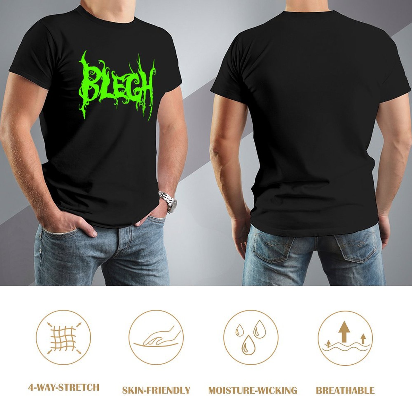 Neon Green Blegh on Black T-Sh - Summer Green Clothing recensione e prezzo