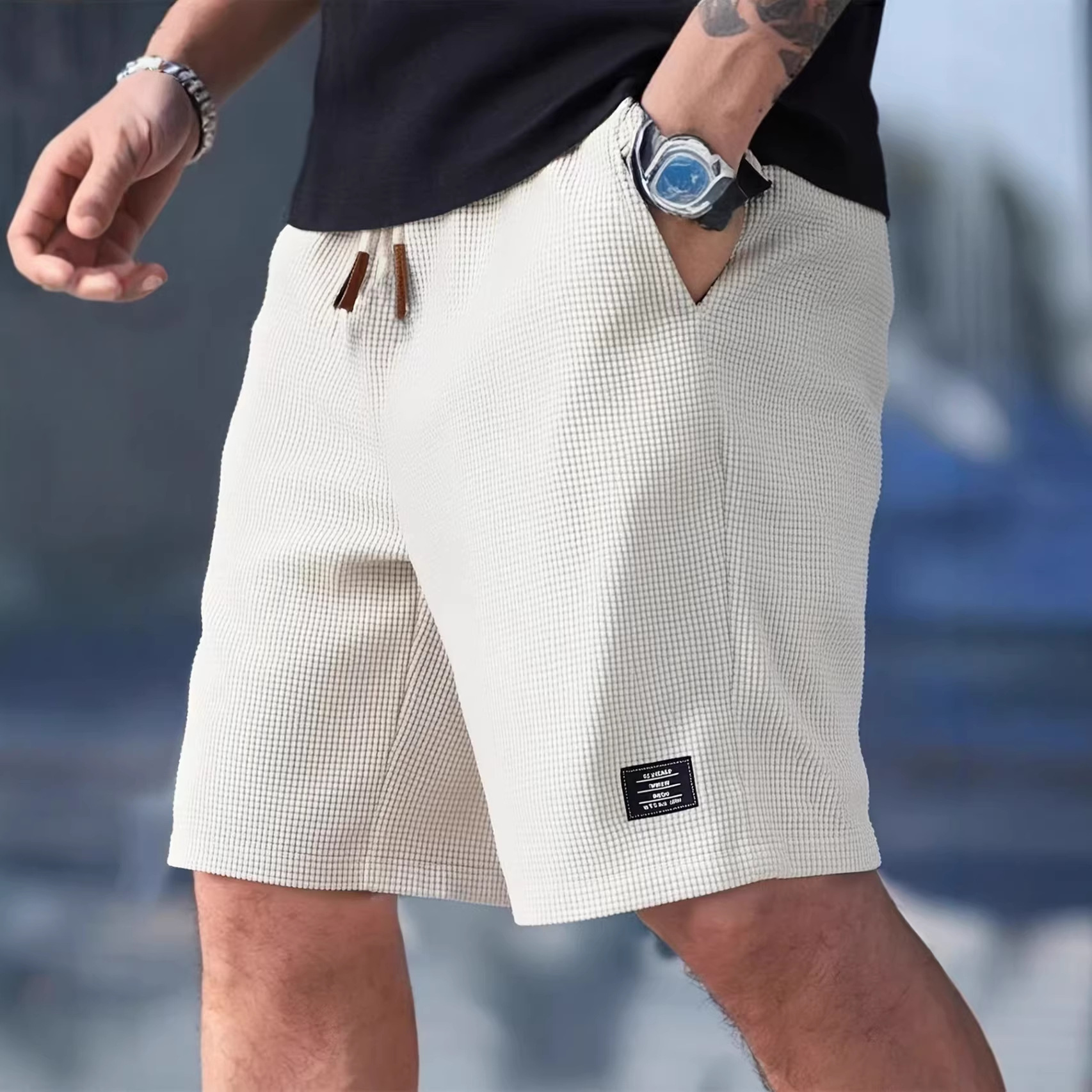 Male Short Pants Black Waffle  - Summer Clothing Deals recensione e prezzo