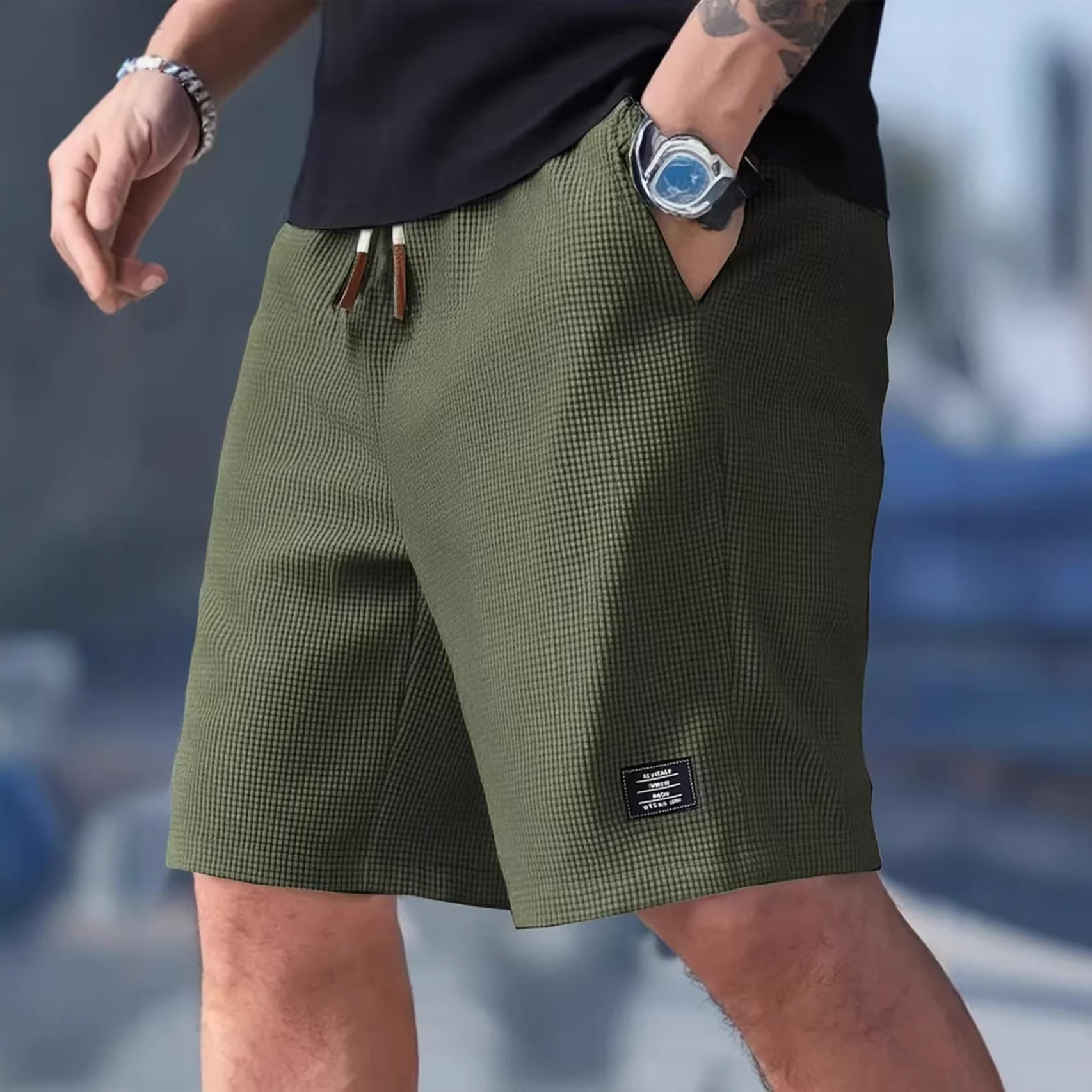 Male Short Pants Black Waffle  - Summer Clothing Deals recensione e prezzo