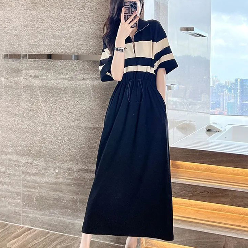 Fashion Lapel Zipper Shirring  - Summer Clothing Young Women recensione e prezzo