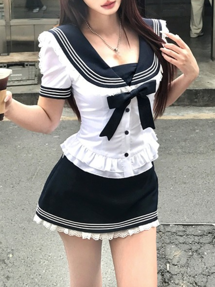 College Style Bow Sweet Two Pi - Summer Japanese Clothing recensione e prezzo