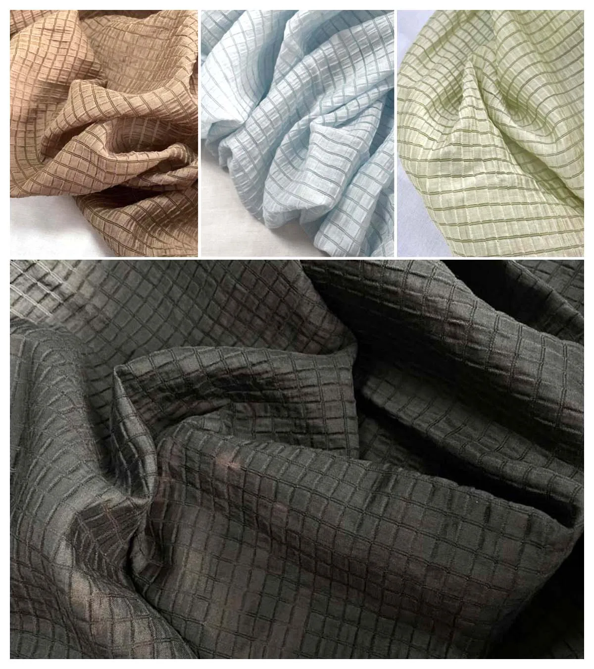 Cream Yellow Checkered Fabric  - Summer Clothing Material recensione e prezzo