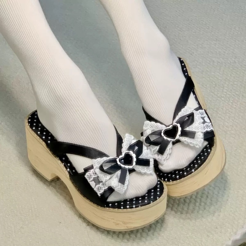 Sweet Bow Wood Grain Thick Bot - Summer Japanese Clothing recensione e prezzo