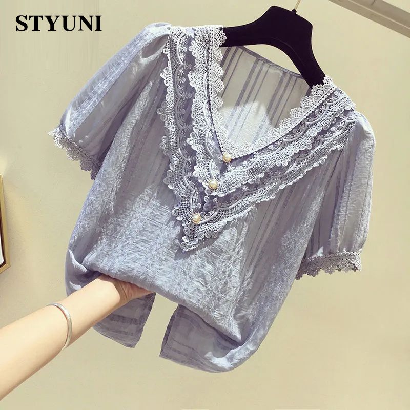 Lace Ruffles V-Neck Chiffon So - Summer Clothing In Winter recensione e prezzo