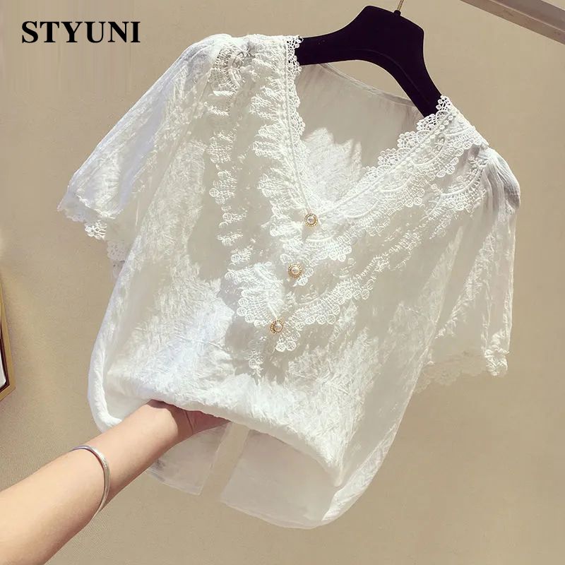 Lace Ruffles V-Neck Chiffon So - Summer Clothing In Winter recensione e prezzo