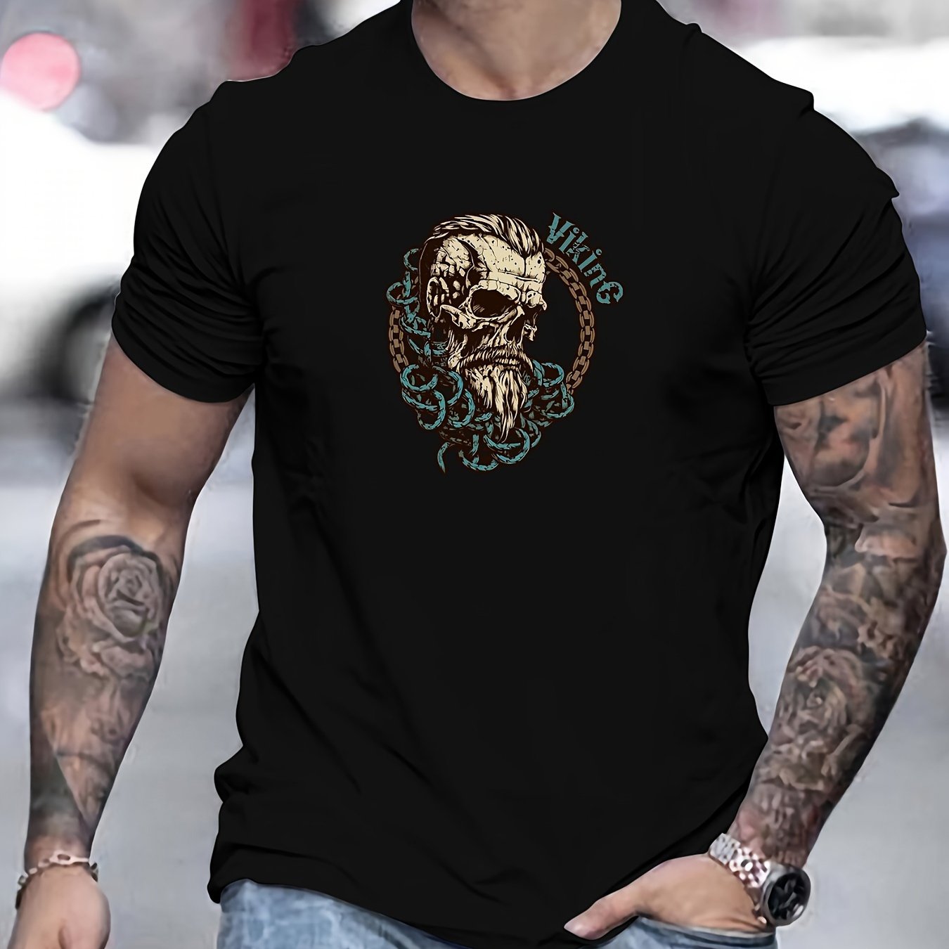 Viking Warrior Skull Pattern T - Summer Viking Clothing recensione e prezzo