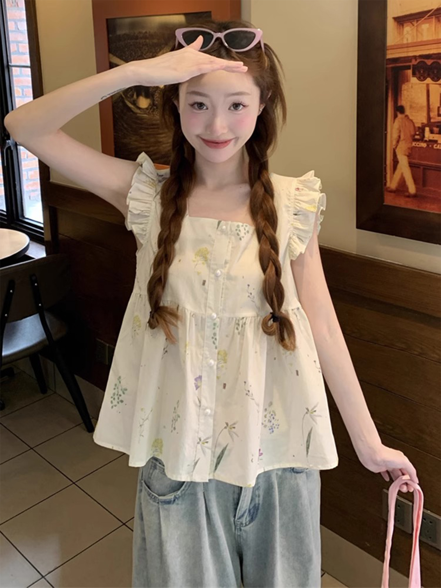 Sweet Style Floral Print Blous - Summer Clothing Young Women recensione e prezzo