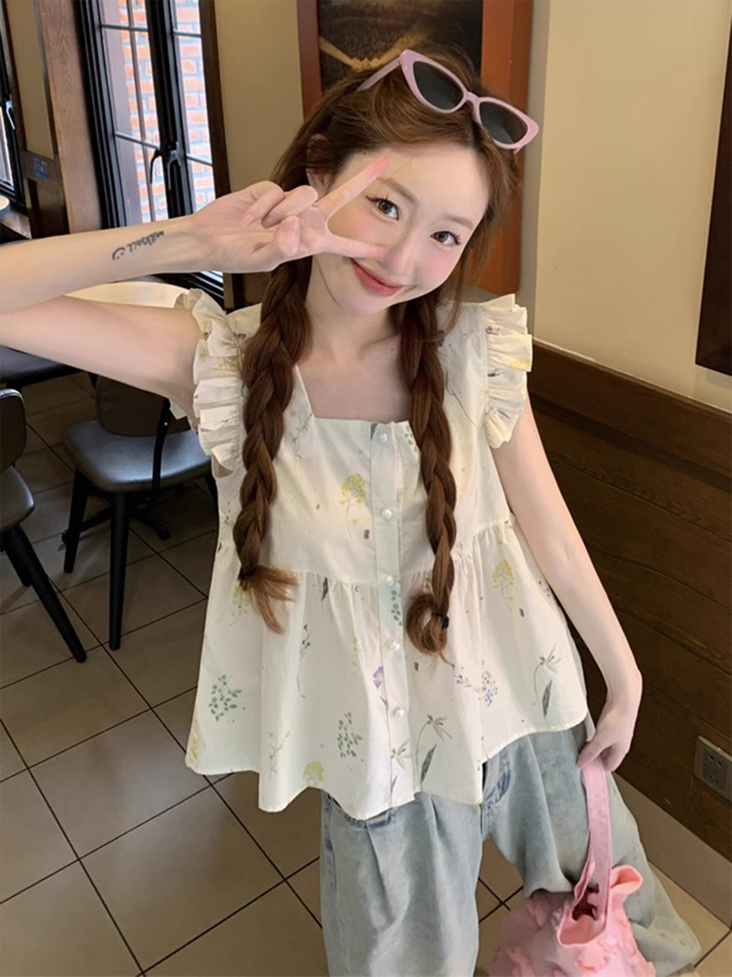 Sweet Style Floral Print Blous - Summer Clothing Young Women recensione e prezzo