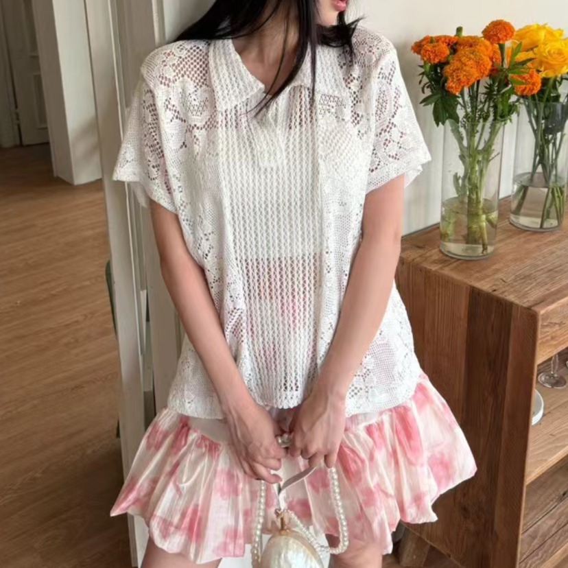 Retro  Collar Lace Shirt Women - Summer Clothing Online Shopping recensione e prezzo