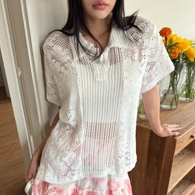 Retro  Collar Lace Shirt Women - Summer Clothing Online Shopping recensione e prezzo