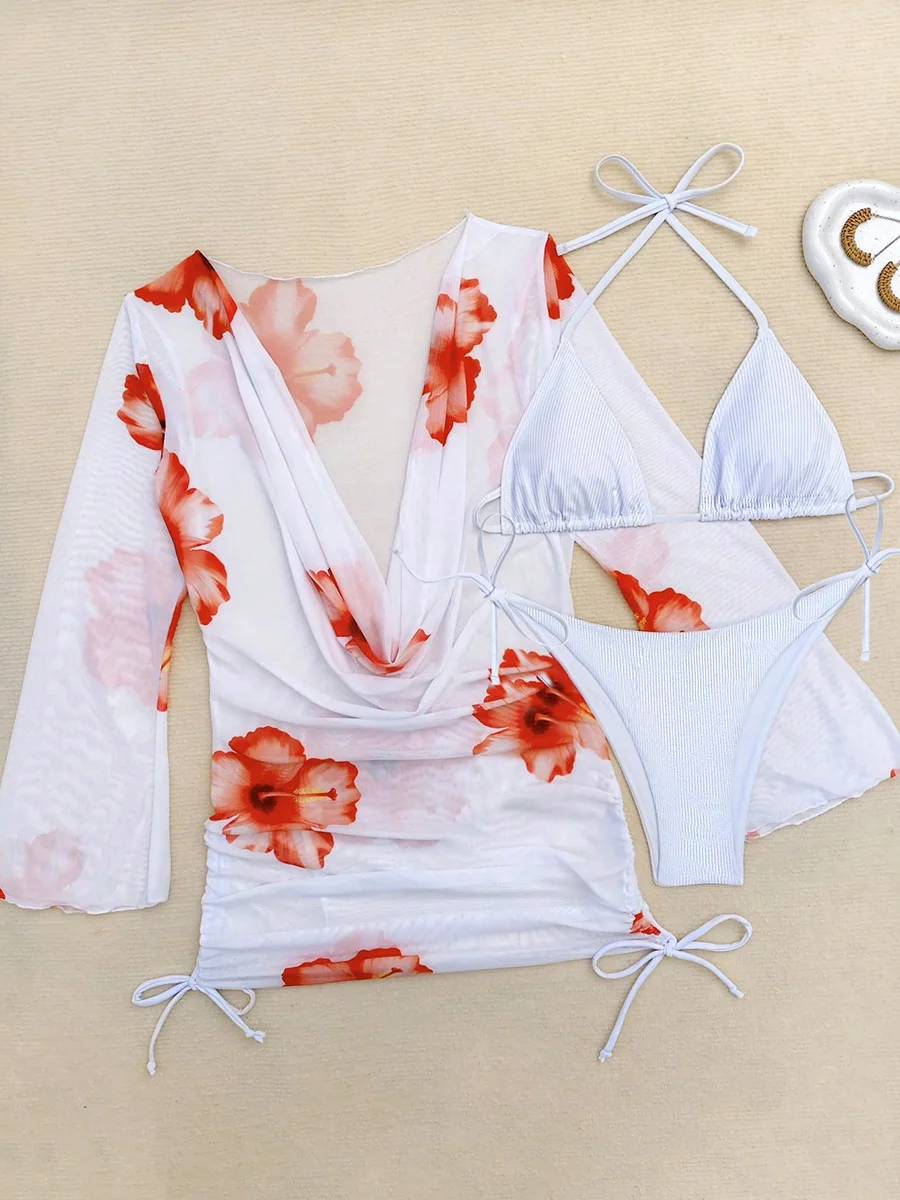 Floral Mesh Long Sleeve Cover  - Swim Cover Up Mesh recensione e prezzo